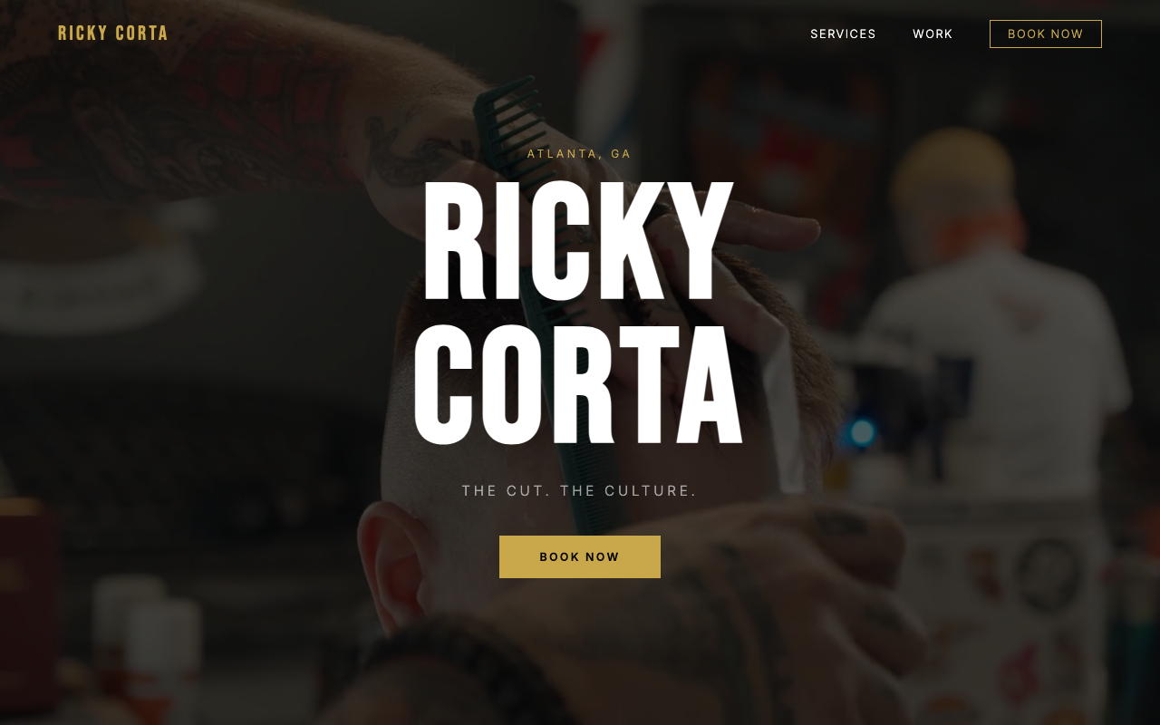 Ricky Corta Barbershop website screenshot